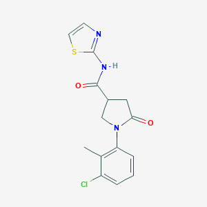 molecular formula C15H14ClN3O2S B388865 1-(3-chloro-2-methylphenyl)-5-oxo-N-(1,3-thiazol-2-yl)pyrrolidine-3-carboxamide 