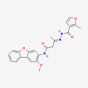 N-[(E)-[4-[(2-methoxydibenzofuran-3-yl)amino]-4-oxobutan-2-ylidene]amino]-2-methylfuran-3-carboxamide