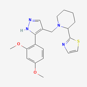 1-{[3-(2,4-dimethoxyphenyl)-1H-pyrazol-4-yl]methyl}-2-(1,3-thiazol-2-yl)piperidine