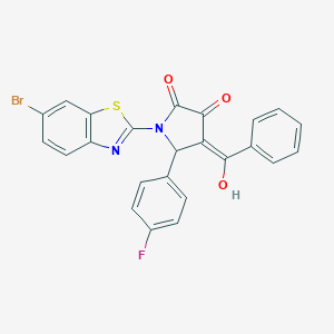 molecular formula C24H14BrFN2O3S B388871 4-benzoyl-1-(6-bromo-1,3-benzothiazol-2-yl)-5-(4-fluorophenyl)-3-hydroxy-1,5-dihydro-2H-pyrrol-2-one CAS No. 294873-90-8