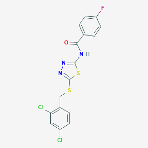 molecular formula C16H10Cl2FN3OS2 B388877 N-{5-[(2,4-dichlorobenzyl)sulfanyl]-1,3,4-thiadiazol-2-yl}-4-fluorobenzamide 
