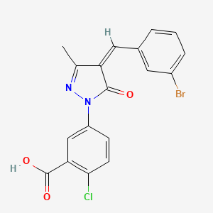 molecular formula C18H12BrClN2O3 B3888799 5-[(4Z)-4-[(3-BROMOPHENYL)METHYLIDENE]-3-METHYL-5-OXO-4,5-DIHYDRO-1H-PYRAZOL-1-YL]-2-CHLOROBENZOIC ACID 