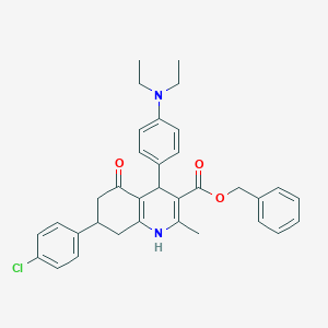 molecular formula C34H35ClN2O3 B388884 Benzyl 7-(4-chlorophenyl)-4-[4-(diethylamino)phenyl]-2-methyl-5-oxo-1,4,5,6,7,8-hexahydro-3-quinolinecarboxylate 