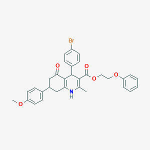molecular formula C32H30BrNO5 B388885 2-Phenoxyethyl 4-(4-bromophenyl)-7-(4-methoxyphenyl)-2-methyl-5-oxo-1,4,5,6,7,8-hexahydroquinoline-3-carboxylate 