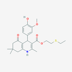 molecular formula C24H31NO5S B388886 2-(Ethylsulfanyl)ethyl 4-(4-hydroxy-3-methoxyphenyl)-2,7,7-trimethyl-5-oxo-1,4,5,6,7,8-hexahydro-3-quinolinecarboxylate 