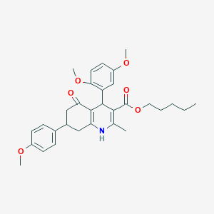 Pentyl 4-(2,5-dimethoxyphenyl)-7-(4-methoxyphenyl)-2-methyl-5-oxo-1,4,5,6,7,8-hexahydroquinoline-3-carboxylate