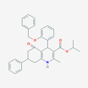 molecular formula C33H33NO4 B388889 Isopropyl 4-[2-(benzyloxy)phenyl]-2-methyl-5-oxo-7-phenyl-1,4,5,6,7,8-hexahydro-3-quinolinecarboxylate 