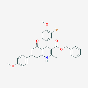 molecular formula C32H30BrNO5 B388890 Benzyl 4-(3-bromo-4-methoxyphenyl)-7-(4-methoxyphenyl)-2-methyl-5-oxo-1,4,5,6,7,8-hexahydro-3-quinolinecarboxylate 
