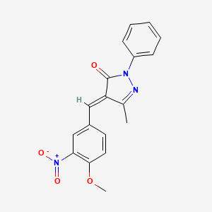 molecular formula C18H15N3O4 B3888929 4-(4-methoxy-3-nitrobenzylidene)-5-methyl-2-phenyl-2,4-dihydro-3H-pyrazol-3-one 