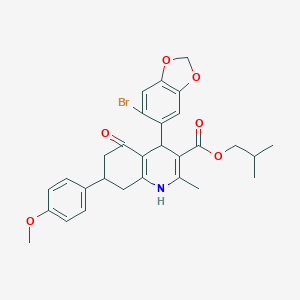 molecular formula C29H30BrNO6 B388899 Isobutyl 4-(6-bromo-1,3-benzodioxol-5-yl)-7-(4-methoxyphenyl)-2-methyl-5-oxo-1,4,5,6,7,8-hexahydro-3-quinolinecarboxylate 