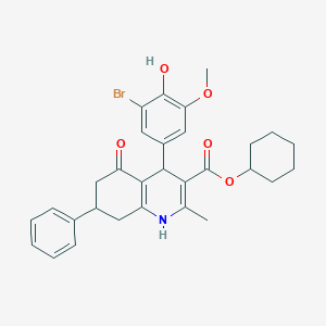 Cyclohexyl 4-(3-bromo-4-hydroxy-5-methoxyphenyl)-2-methyl-5-oxo-7-phenyl-1,4,5,6,7,8-hexahydro-3-quinolinecarboxylate