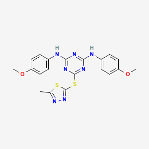 N,N'-bis(4-methoxyphenyl)-6-[(5-methyl-1,3,4-thiadiazol-2-yl)sulfanyl]-1,3,5-triazine-2,4-diamine