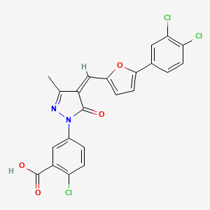 2-chloro-5-[(4Z)-4-{[5-(3,4-dichlorophenyl)furan-2-yl]methylidene}-3-methyl-5-oxo-4,5-dihydro-1H-pyrazol-1-yl]benzoic acid