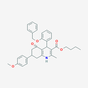 molecular formula C35H37NO5 B388909 Butyl 4-[2-(benzyloxy)phenyl]-7-(4-methoxyphenyl)-2-methyl-5-oxo-1,4,5,6,7,8-hexahydro-3-quinolinecarboxylate 