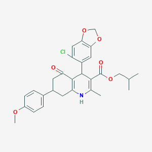 molecular formula C29H30ClNO6 B388917 Isobutyl 4-(6-chloro-1,3-benzodioxol-5-yl)-7-(4-methoxyphenyl)-2-methyl-5-oxo-1,4,5,6,7,8-hexahydro-3-quinolinecarboxylate 