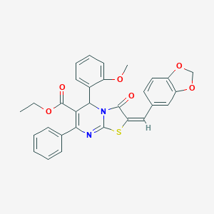 ethyl 2-(1,3-benzodioxol-5-ylmethylene)-5-(2-methoxyphenyl)-3-oxo-7-phenyl-2,3-dihydro-5H-[1,3]thiazolo[3,2-a]pyrimidine-6-carboxylate
