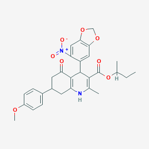 Sec-butyl 4-{6-nitro-1,3-benzodioxol-5-yl}-7-(4-methoxyphenyl)-2-methyl-5-oxo-1,4,5,6,7,8-hexahydro-3-quinolinecarboxylate