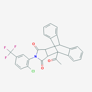1-Acetyl-17-[2-chloro-5-(trifluoromethyl)phenyl]-17-azapentacyclo[6.6.5.0~2,7~.0~9,14~.0~15,19~]nonadeca-2,4,6,9,11,13-hexaene-16,18-dione (non-preferred name)