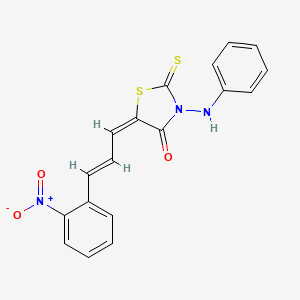 (5E)-3-anilino-5-[(E)-3-(2-nitrophenyl)prop-2-enylidene]-2-sulfanylidene-1,3-thiazolidin-4-one