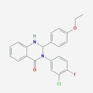molecular formula C22H18ClFN2O2 B388931 3-(3-chloro-4-fluorophenyl)-2-(4-ethoxyphenyl)-2,3-dihydro-4(1H)-quinazolinone 