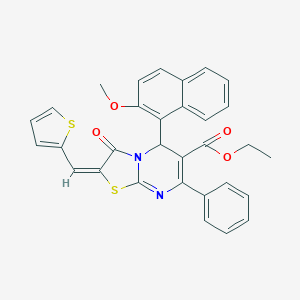 ethyl 5-(2-methoxy-1-naphthyl)-3-oxo-7-phenyl-2-(2-thienylmethylene)-2,3-dihydro-5H-[1,3]thiazolo[3,2-a]pyrimidine-6-carboxylate