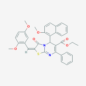 ethyl (2E)-2-(2,5-dimethoxybenzylidene)-5-(2-methoxynaphthalen-1-yl)-3-oxo-7-phenyl-2,3-dihydro-5H-[1,3]thiazolo[3,2-a]pyrimidine-6-carboxylate