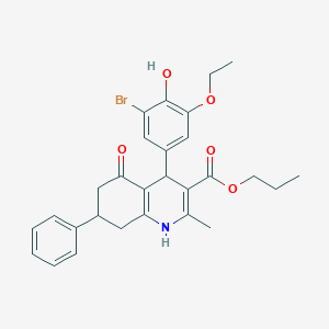 Propyl 4-(3-bromo-5-ethoxy-4-hydroxyphenyl)-2-methyl-5-oxo-7-phenyl-1,4,5,6,7,8-hexahydro-3-quinolinecarboxylate