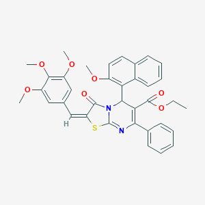 molecular formula C36H32N2O7S B388948 ethyl (2E)-5-(2-methoxynaphthalen-1-yl)-3-oxo-7-phenyl-2-(3,4,5-trimethoxybenzylidene)-2,3-dihydro-5H-[1,3]thiazolo[3,2-a]pyrimidine-6-carboxylate 