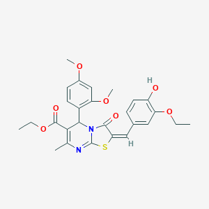 ethyl 5-(2,4-dimethoxyphenyl)-2-(3-ethoxy-4-hydroxybenzylidene)-7-methyl-3-oxo-2,3-dihydro-5H-[1,3]thiazolo[3,2-a]pyrimidine-6-carboxylate