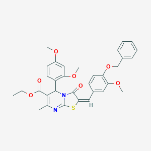 molecular formula C33H32N2O7S B388959 ethyl (2E)-2-[4-(benzyloxy)-3-methoxybenzylidene]-5-(2,4-dimethoxyphenyl)-7-methyl-3-oxo-2,3-dihydro-5H-[1,3]thiazolo[3,2-a]pyrimidine-6-carboxylate 