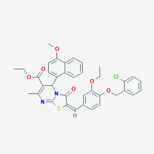 molecular formula C37H33ClN2O6S B388960 ethyl (2E)-2-{4-[(2-chlorobenzyl)oxy]-3-ethoxybenzylidene}-5-(4-methoxynaphthalen-1-yl)-7-methyl-3-oxo-2,3-dihydro-5H-[1,3]thiazolo[3,2-a]pyrimidine-6-carboxylate 
