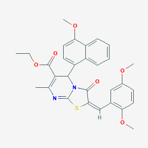 ethyl (2E)-2-(2,5-dimethoxybenzylidene)-5-(4-methoxynaphthalen-1-yl)-7-methyl-3-oxo-2,3-dihydro-5H-[1,3]thiazolo[3,2-a]pyrimidine-6-carboxylate
