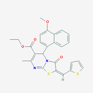 ethyl 5-(4-methoxy-1-naphthyl)-7-methyl-3-oxo-2-(2-thienylmethylene)-2,3-dihydro-5H-[1,3]thiazolo[3,2-a]pyrimidine-6-carboxylate