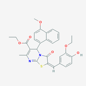 ethyl (2E)-2-(3-ethoxy-4-hydroxybenzylidene)-5-(4-methoxynaphthalen-1-yl)-7-methyl-3-oxo-2,3-dihydro-5H-[1,3]thiazolo[3,2-a]pyrimidine-6-carboxylate