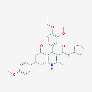 molecular formula C32H37NO6 B388976 Cyclopentyl 4-(4-ethoxy-3-methoxyphenyl)-7-(4-methoxyphenyl)-2-methyl-5-oxo-1,4,5,6,7,8-hexahydro-3-quinolinecarboxylate 