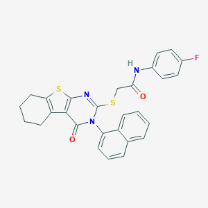 N-(4-fluorophenyl)-2-{[3-(1-naphthyl)-4-oxo-3,4,5,6,7,8-hexahydro[1]benzothieno[2,3-d]pyrimidin-2-yl]sulfanyl}acetamide