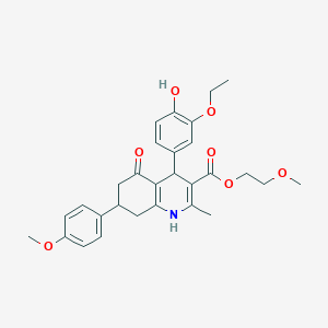 molecular formula C29H33NO7 B388993 2-Methoxyethyl 4-(3-ethoxy-4-hydroxyphenyl)-7-(4-methoxyphenyl)-2-methyl-5-oxo-1,4,5,6,7,8-hexahydro-3-quinolinecarboxylate 