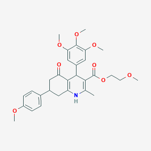 molecular formula C30H35NO8 B388994 2-Methoxyethyl 7-(4-methoxyphenyl)-2-methyl-5-oxo-4-(3,4,5-trimethoxyphenyl)-1,4,5,6,7,8-hexahydro-3-quinolinecarboxylate 