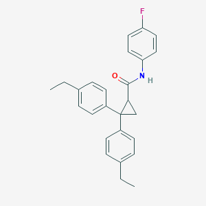 molecular formula C26H26FNO B389004 2,2-bis(4-ethylphenyl)-N-(4-fluorophenyl)cyclopropanecarboxamide 