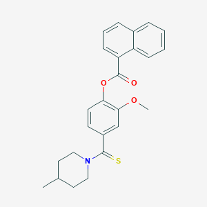 molecular formula C25H25NO3S B389008 2-Methoxy-4-[(4-methylpiperidino)carbothioyl]phenyl 1-naphthoate 