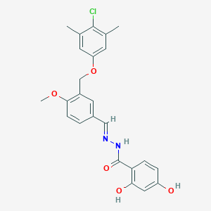 N-[(E)-[3-[(4-chloro-3,5-dimethylphenoxy)methyl]-4-methoxyphenyl]methylideneamino]-2,4-dihydroxybenzamide