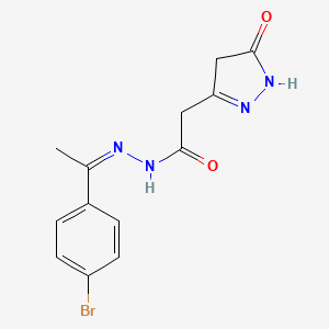 N-[(Z)-1-(4-bromophenyl)ethylideneamino]-2-(5-oxo-1,4-dihydropyrazol-3-yl)acetamide