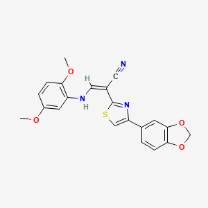 (2Z)-2-[4-(2H-1,3-Benzodioxol-5-YL)-1,3-thiazol-2-YL]-3-[(2,5-dimethoxyphenyl)amino]prop-2-enenitrile