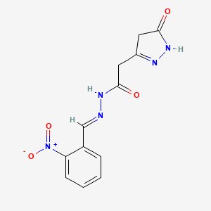 molecular formula C12H11N5O4 B3890236 N'-(2-nitrobenzylidene)-2-(5-oxo-4,5-dihydro-1H-pyrazol-3-yl)acetohydrazide 