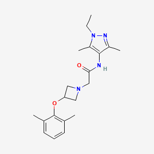 molecular formula C20H28N4O2 B3890249 2-[3-(2,6-dimethylphenoxy)azetidin-1-yl]-N-(1-ethyl-3,5-dimethyl-1H-pyrazol-4-yl)acetamide 