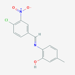 molecular formula C14H11ClN2O3 B389026 2-({4-Chloro-3-nitrobenzylidene}amino)-5-methylphenol 