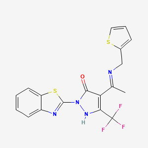 (4E)-1-(1,3-BENZOTHIAZOL-2-YL)-4-(1-{[(THIOPHEN-2-YL)METHYL]AMINO}ETHYLIDENE)-3-(TRIFLUOROMETHYL)-4,5-DIHYDRO-1H-PYRAZOL-5-ONE