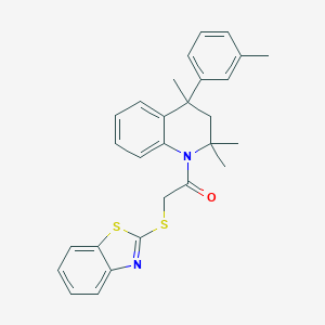 molecular formula C28H28N2OS2 B389029 2-(1,3-benzothiazol-2-ylsulfanyl)-1-[2,2,4-trimethyl-4-(3-methylphenyl)-3H-quinolin-1-yl]ethanone CAS No. 309276-14-0