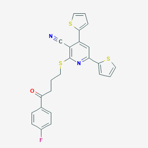 molecular formula C24H17FN2OS3 B389030 2-{[4-(4-Fluorophenyl)-4-oxobutyl]sulfanyl}-4,6-di(2-thienyl)nicotinonitrile 