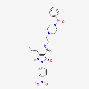 4-((Z)-1-{[2-(4-BENZOYLPIPERAZINO)ETHYL]AMINO}METHYLIDENE)-1-(4-NITROPHENYL)-3-PROPYL-1H-PYRAZOL-5-ONE